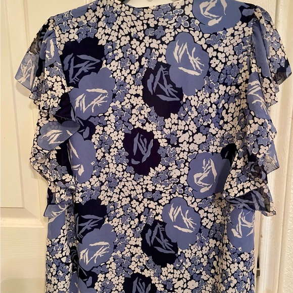 NWTs Ralph Lauren Floral Crinkle Georgette Shirt Blue $125 msrp Large LG - Picture 7 of 7